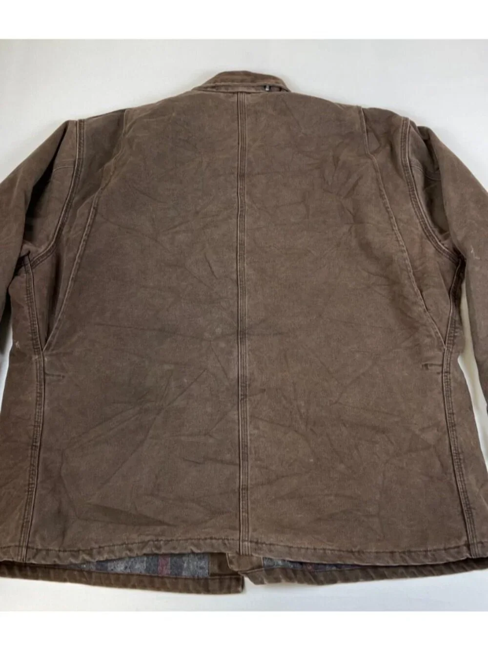 Vintage Carhartt Men 2XL Made in USA Sandstone Chore Coat Brown C58 CHT Blanket - Picture 2 of 11